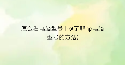 怎么看电脑型号hp(了解hp电脑型号的方法)